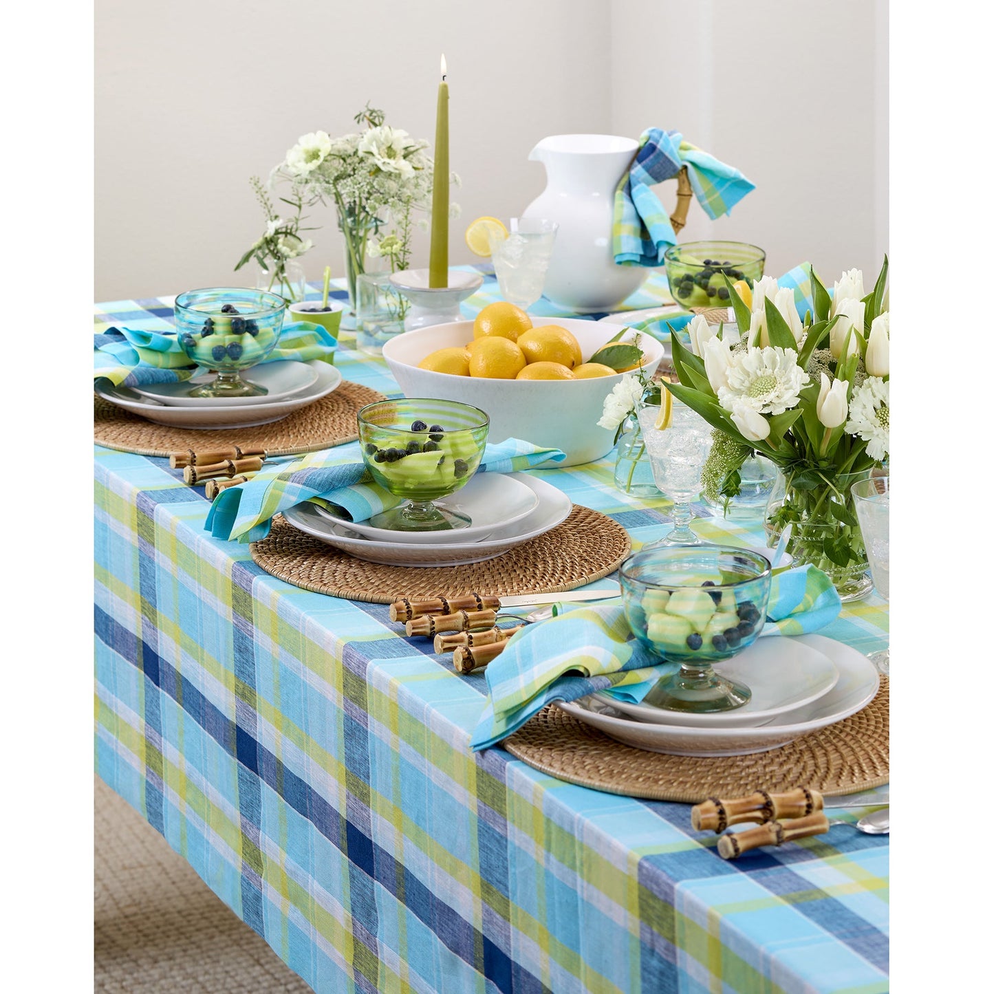 Summer Madras Plaid Tablecloth