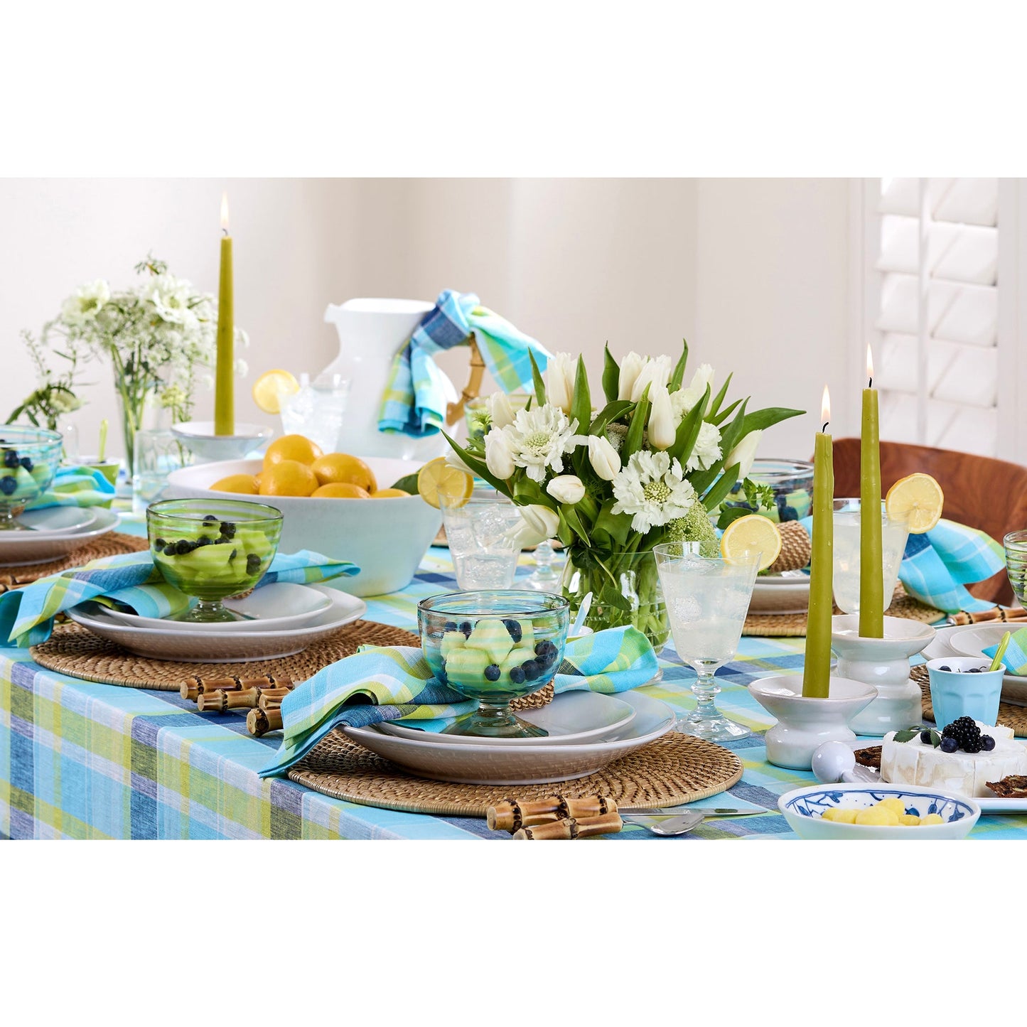 Summer Madras Plaid Table Throw