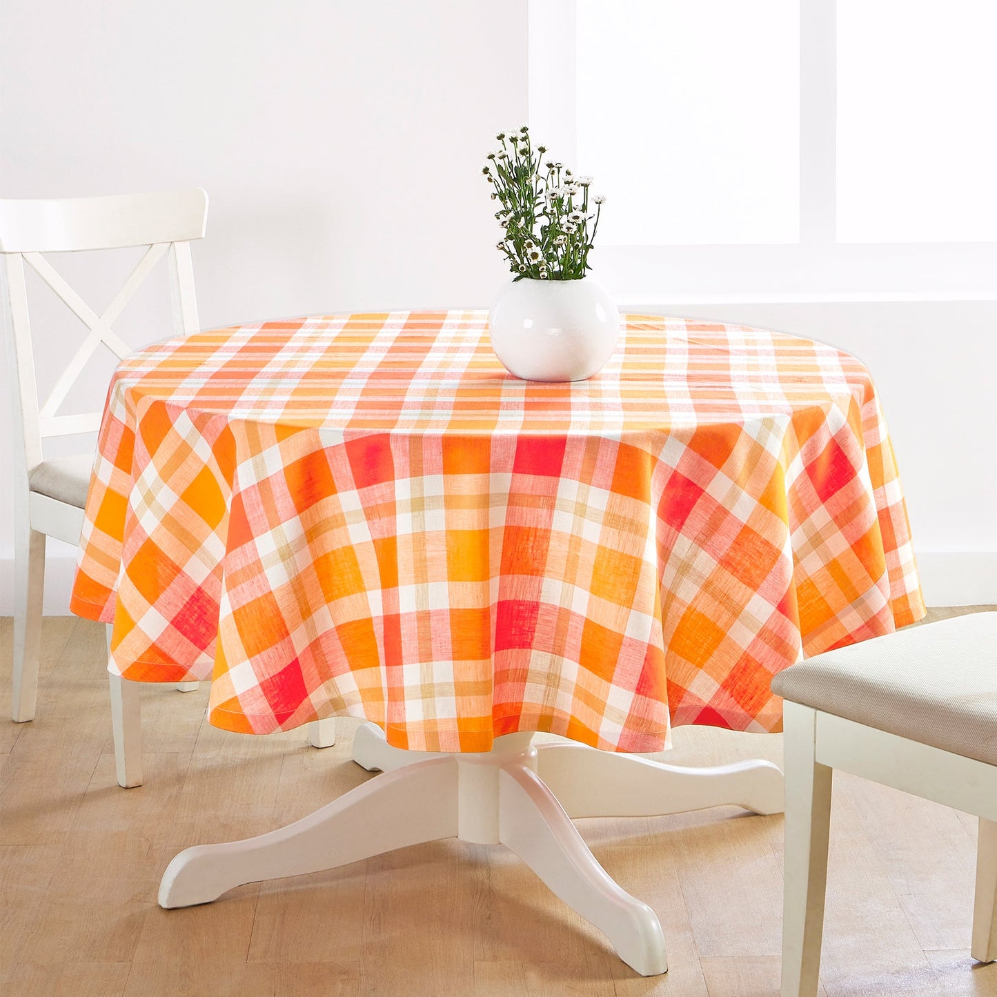 Fall Buffalo Check Round Tablecloth