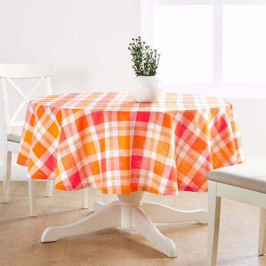 Fall Buffalo Check Round Tablecloth