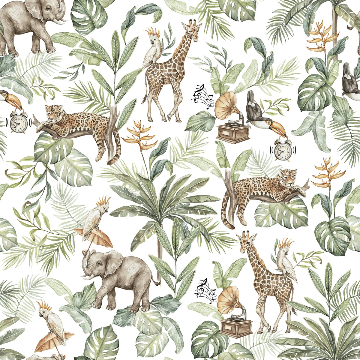 Safari Jungle Animals Wallpaper – Exotic Wildlife Pattern