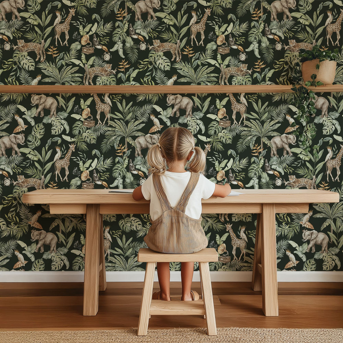 Safari Serenade Tropical Jungle Wallpaper - Peel and Stick & Traditional