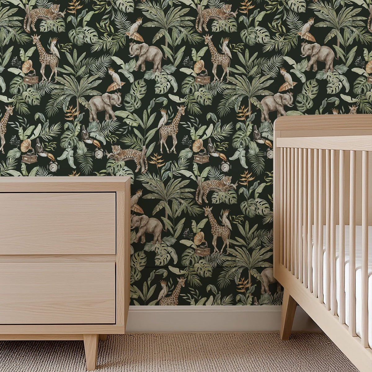 Safari Serenade Tropical Jungle Wallpaper - Peel and Stick & Traditional