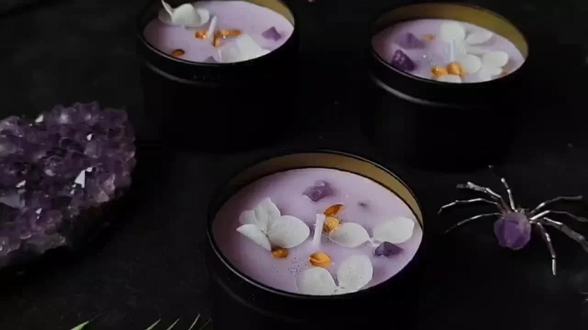 Soy Wax Candle in Black Metal Jar Long Burning