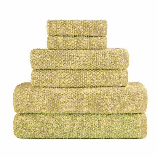 Dan River 6 Piece Popcorn Cotton Bath Towel Set.