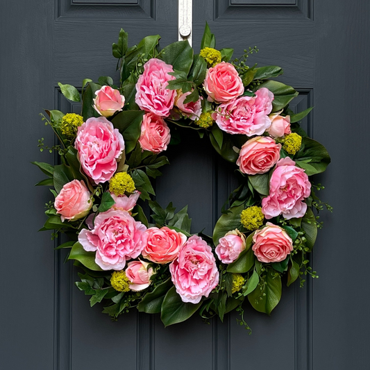 Rose, Peony, and Magnolia Leaf Wreath
