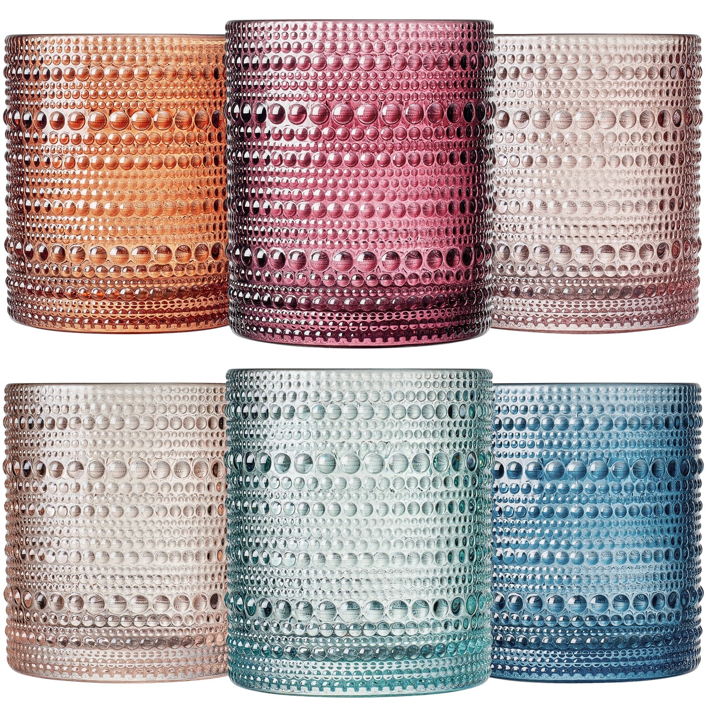 Tonal Hobnail Lowball Glassware, Spring, Set of 6