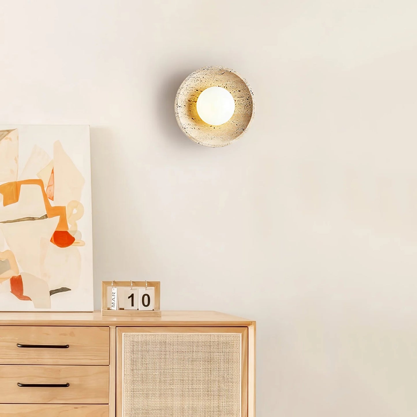 Stone Lunar Eclipse Travertine Wall Light