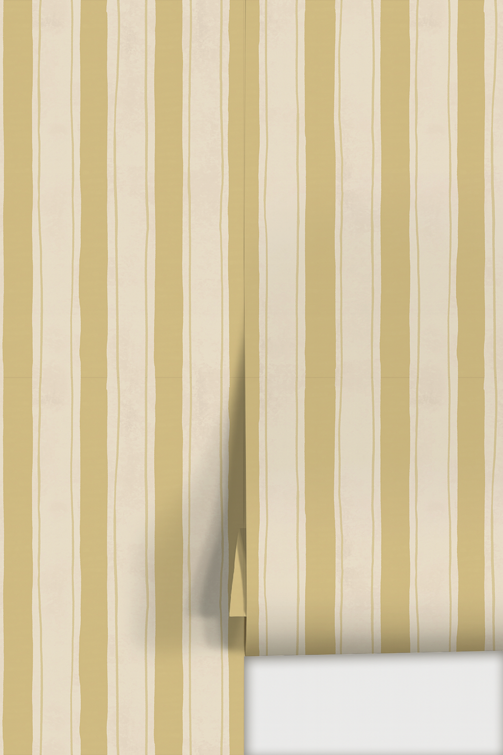 Riviera Stripe Wallpaper, off-white and butter yellow