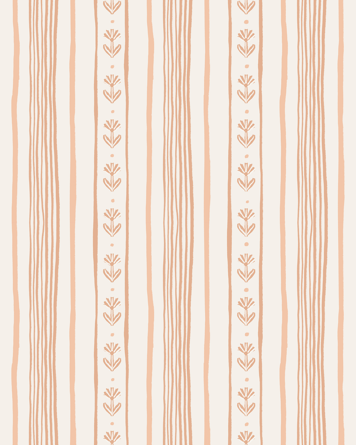 Daisy Chain Stripe Wallpaper, beige and peach