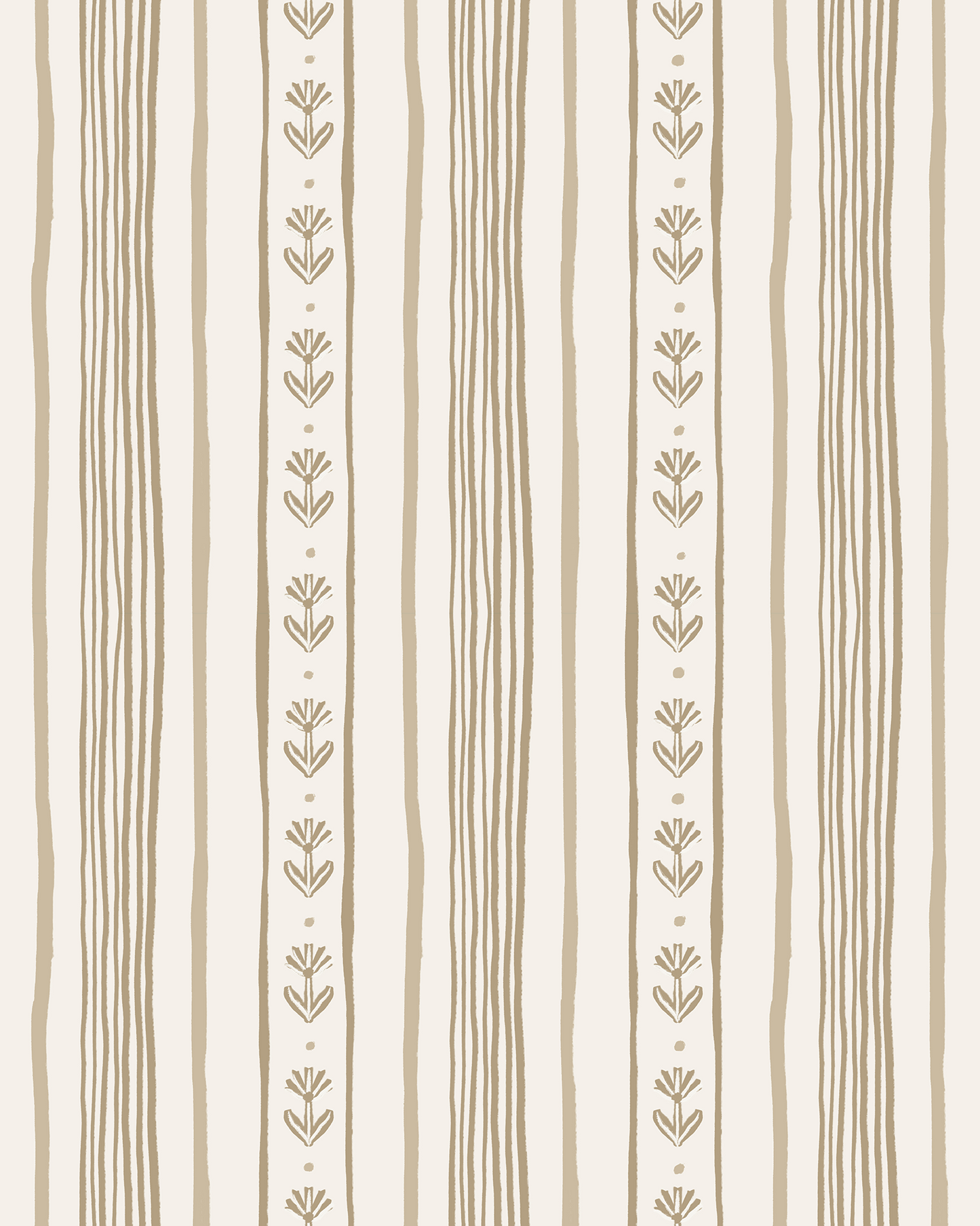 Daisy Chain Stripe Wallpaper, beige and tan