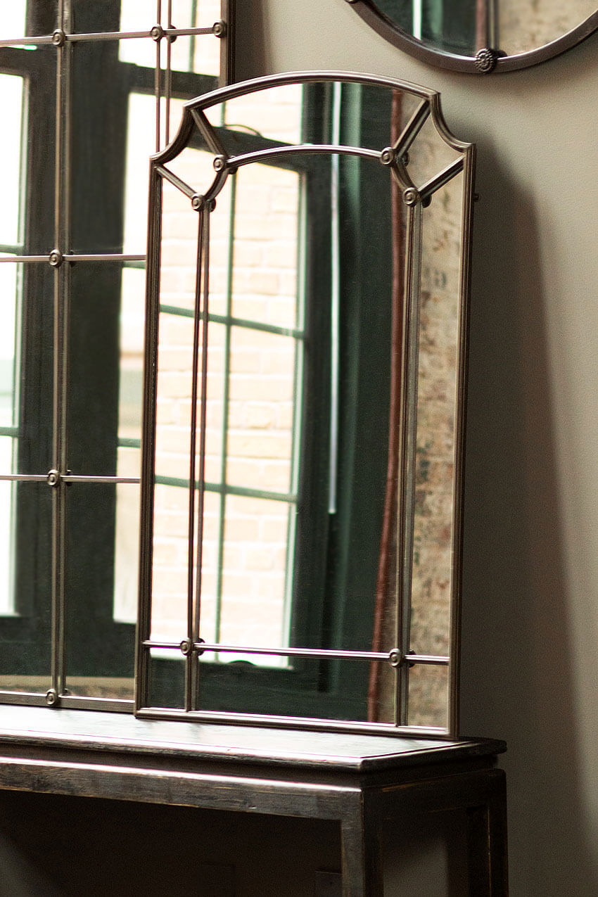 Industrial Chic Arched Wall Mirror with Iron Frame