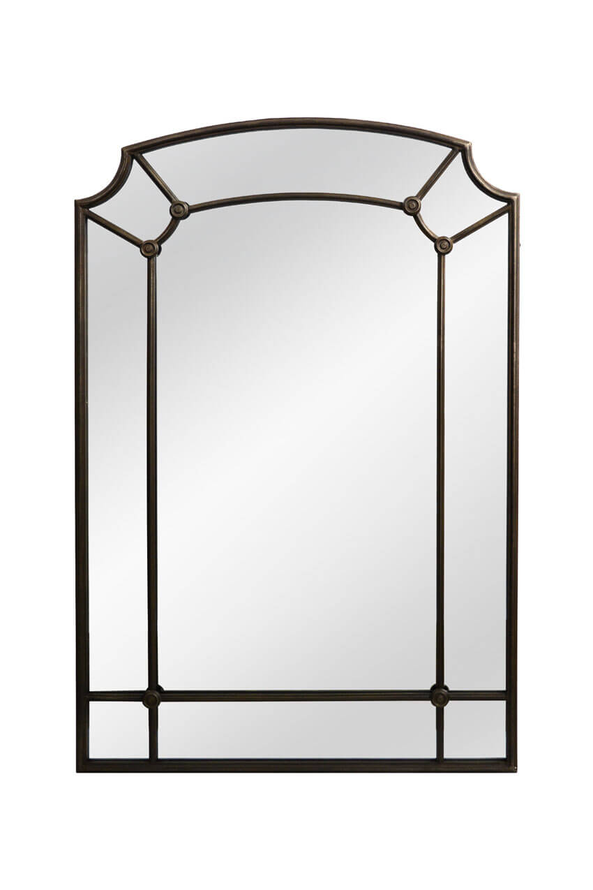 Industrial Chic Arched Wall Mirror with Iron Frame