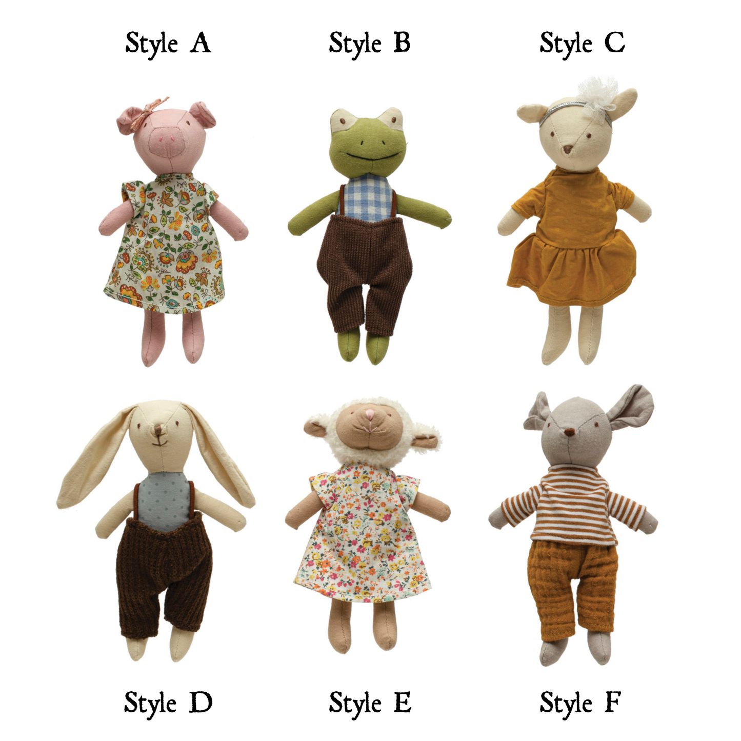 Dressed Plush Animal Friends | 6 Styles