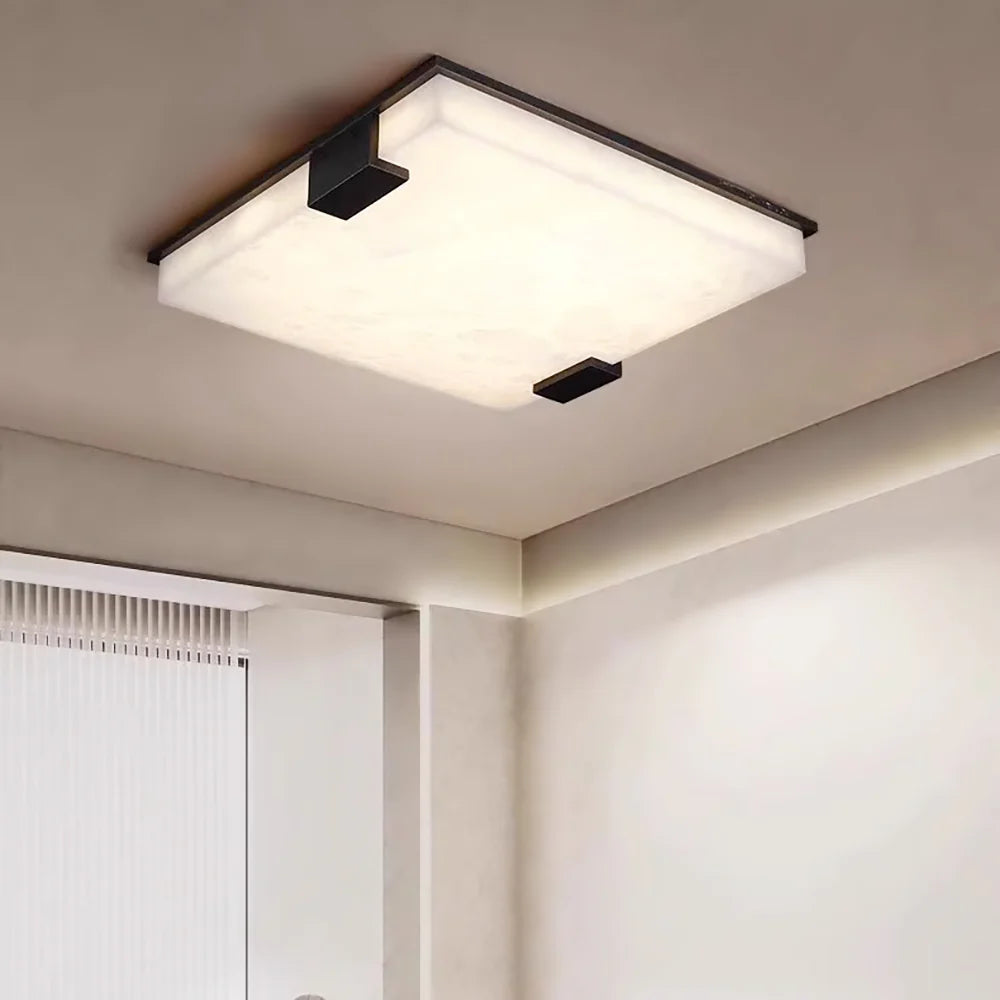 Stylish Black Square Alabaster Ceiling Light