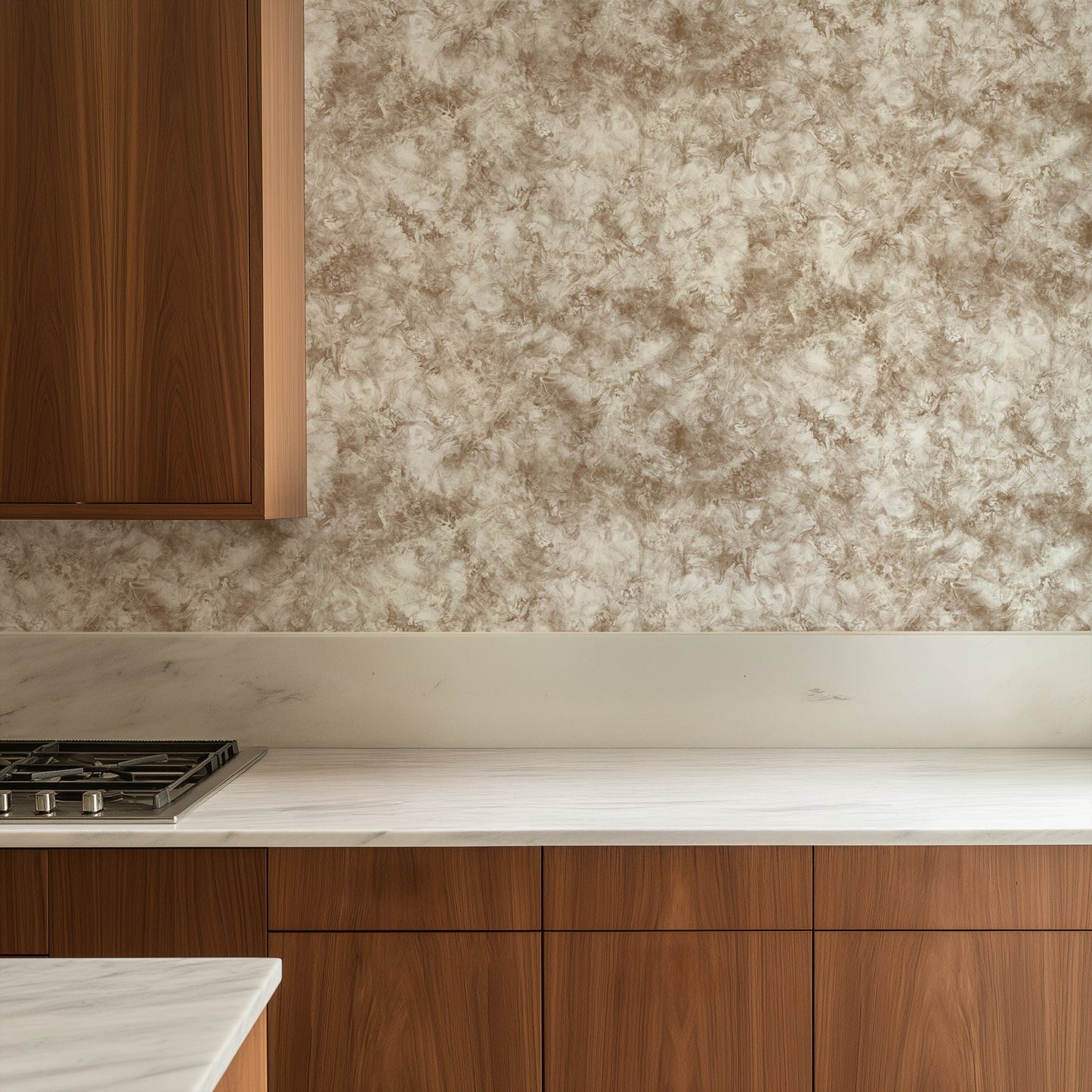 Subtle Marble Wallpaper in Modern Mineral Tones featuring an elegant kitchen backdrop with refined marble accents.