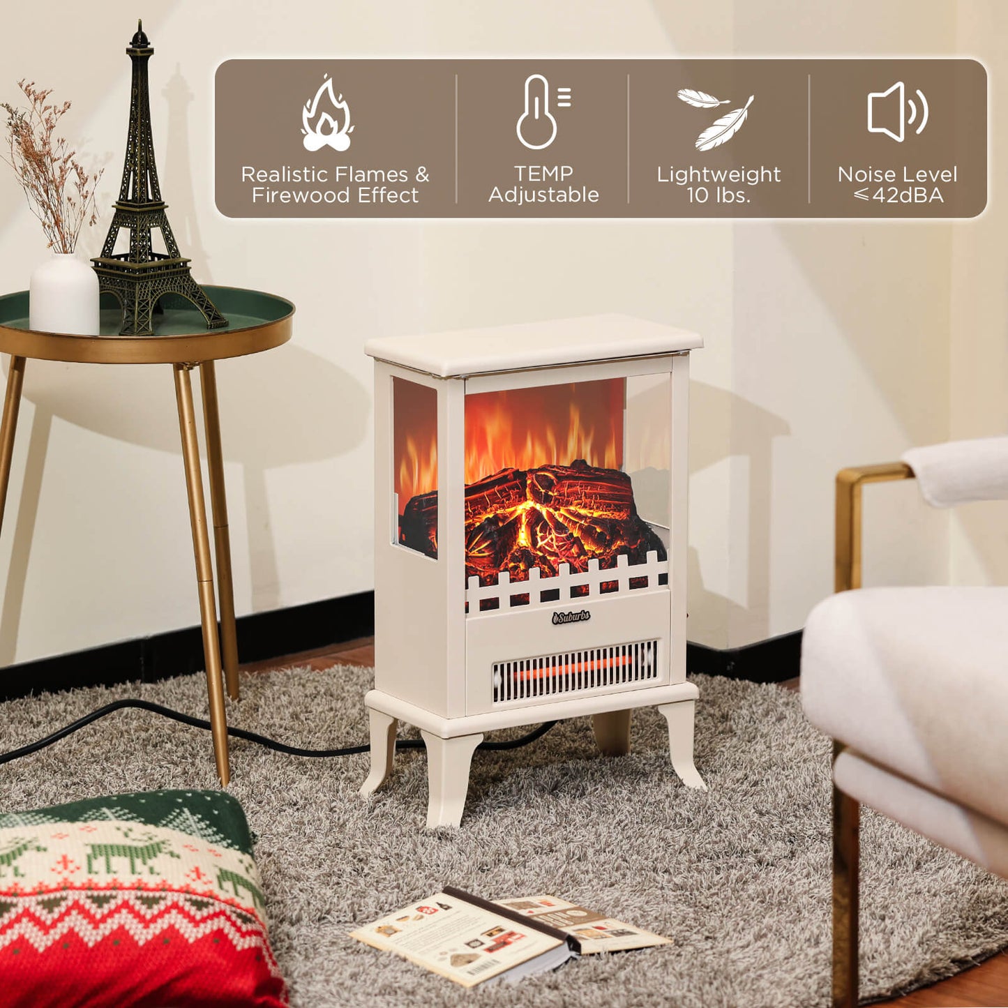 Suburbs TS17Q Electric Fireplace Stove Heater