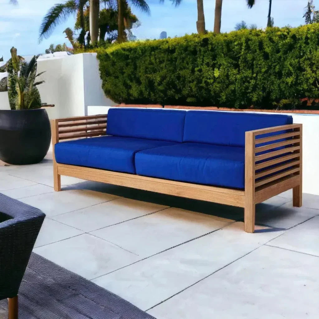 Summer 3-Person Teak Outdoor Couch Sunbrella Cushions