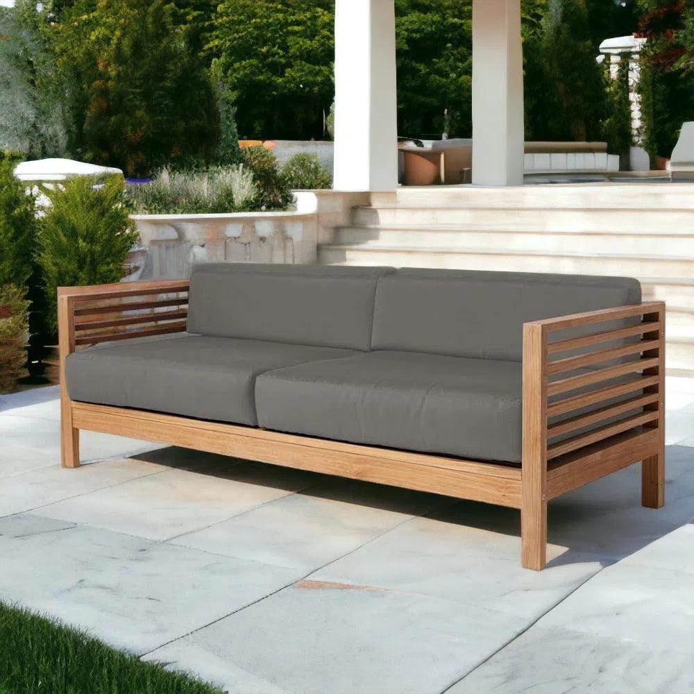 Summer 3-Person Teak Outdoor Couch Sunbrella Cushions