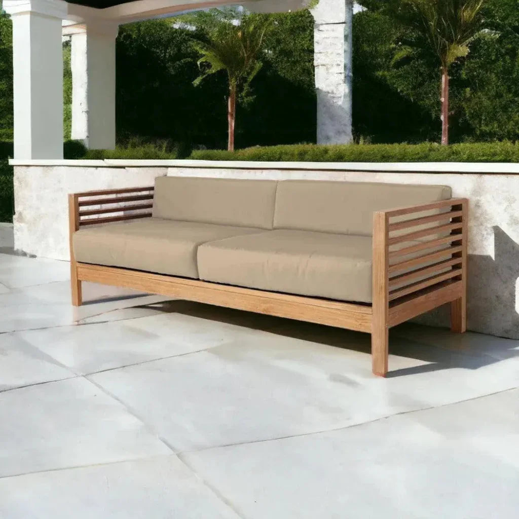 Summer 3-Person Teak Outdoor Couch Sunbrella Cushions