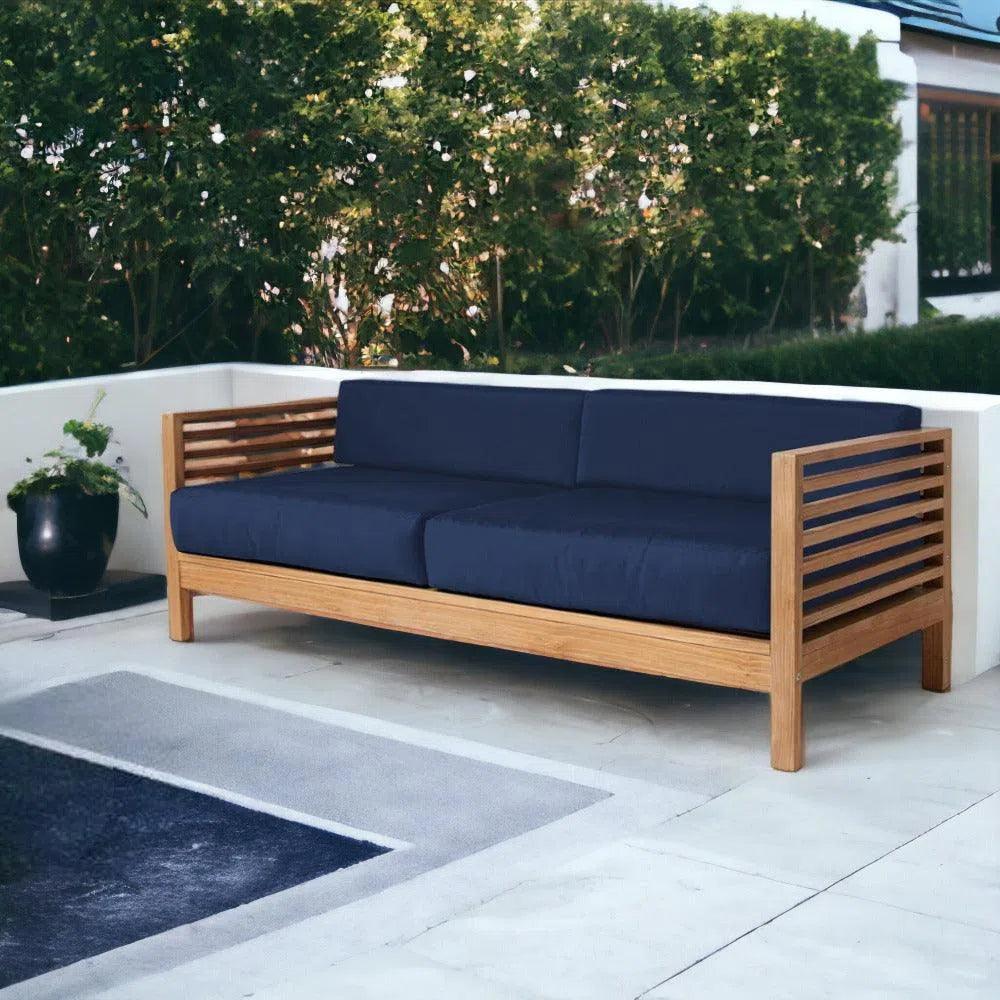 Summer 3-Person Teak Outdoor Couch Sunbrella Cushions