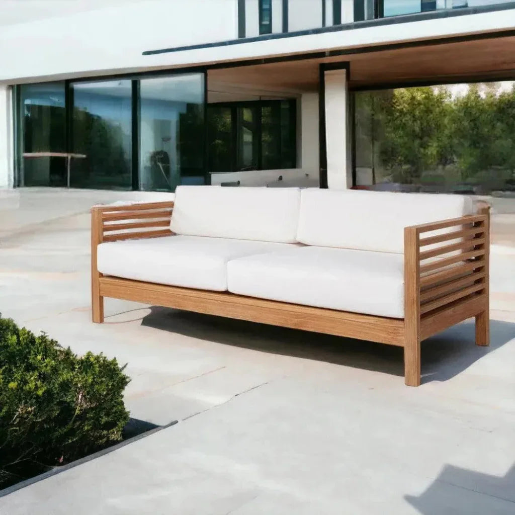Summer 3-Person Teak Outdoor Couch Sunbrella Cushions