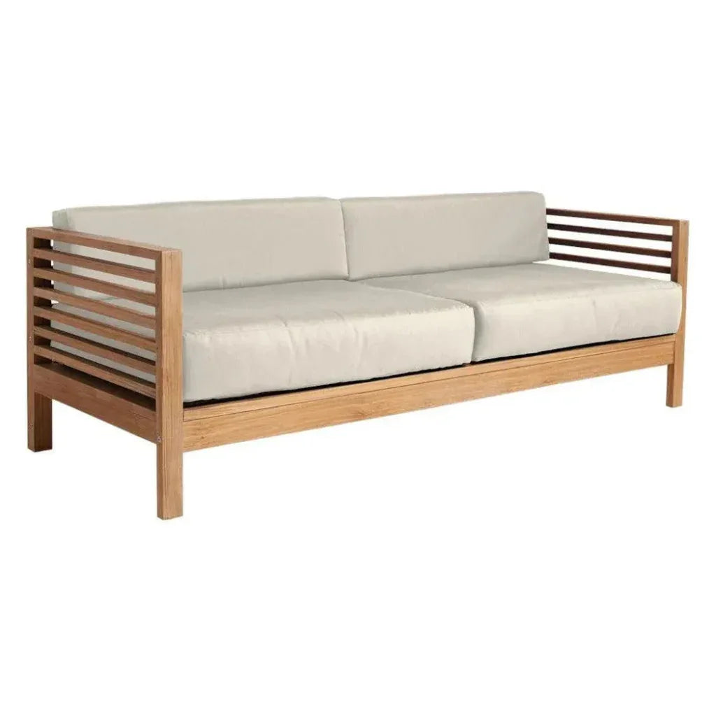 Summer 3-Person Teak Outdoor Couch Sunbrella Cushions