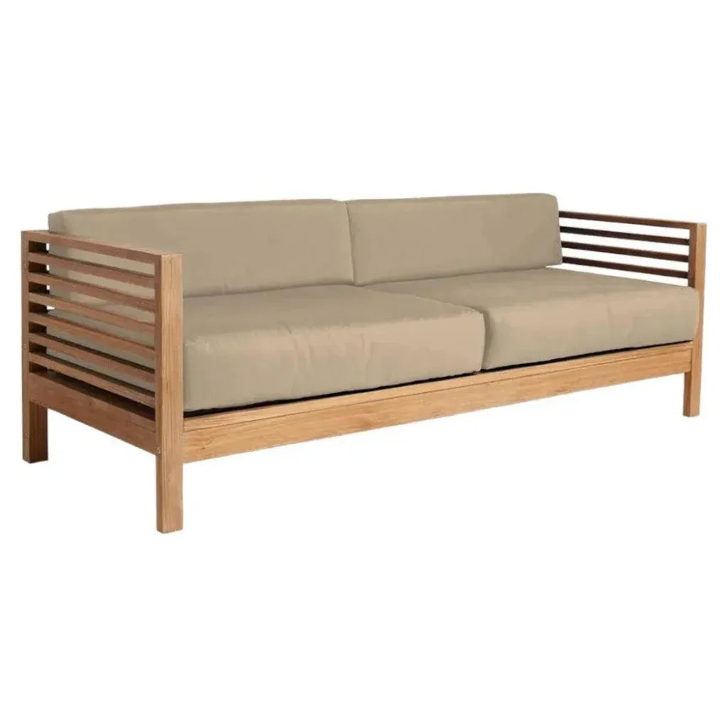 Summer 3-Person Teak Outdoor Couch Sunbrella Cushions