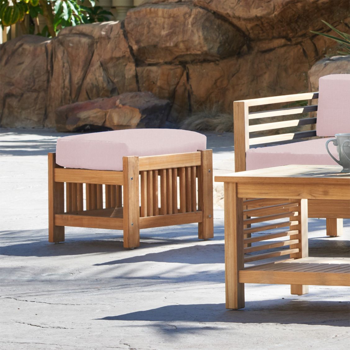 Summer Teak Outdoor Ottoman Sunbrella Cushions