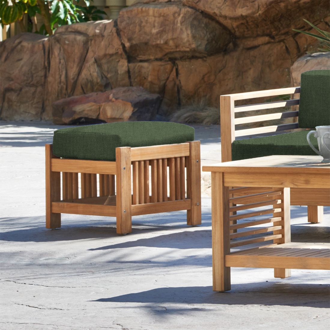 Summer Teak Outdoor Ottoman Sunbrella Cushions
