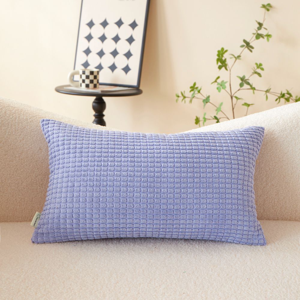 Polyester Blend soft hand feeling Lumbar Throw Pillow (With insert)  size 12"x20"