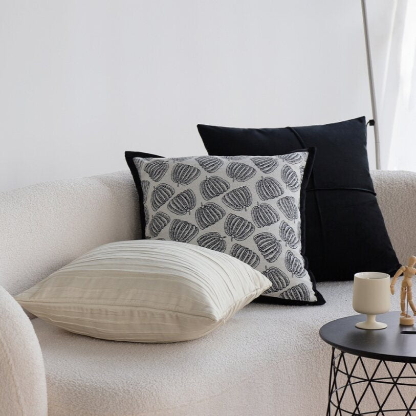 18"x18" Square Throw Pillow | Botanical Fruit Pattern | Soft Cotton Blend | 2 Insert Options | Neutral Colors