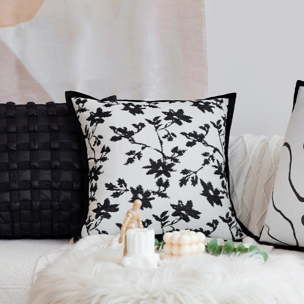 18" x18" Square Throw Pillow Jacquard Floral Chenille  2 sizes of  Insert options