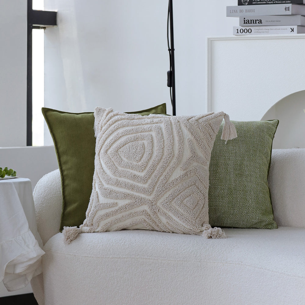 18"x 18" Square Throw Pillow Textured Chenille Boho  size of 20"x20" Insert as optional