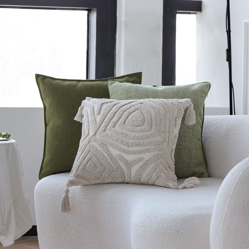 18"x 18" Square Throw Pillow Textured Chenille Boho  size of 20"x20" Insert as optional