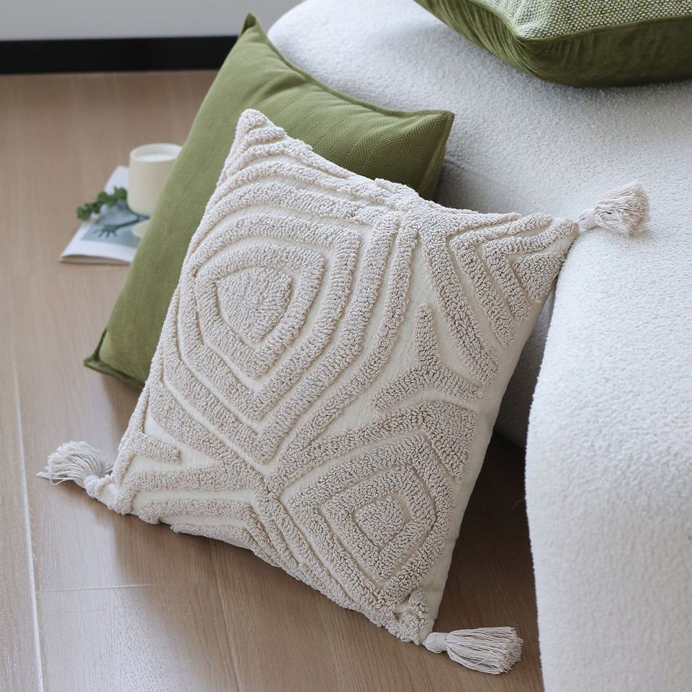 18"x 18" Square Throw Pillow Textured Chenille Boho  size of 20"x20" Insert as optional