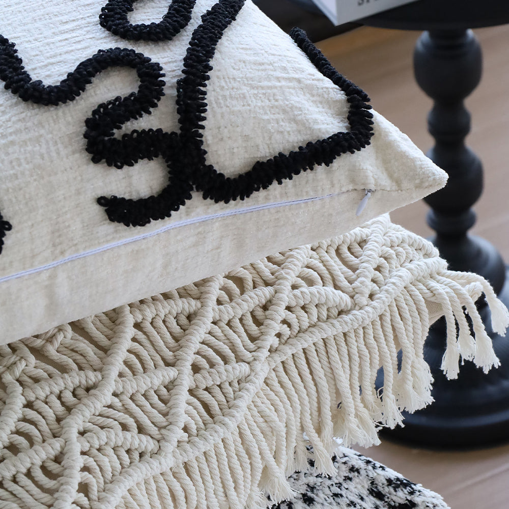 18"x 18" Square Throw Pillow Textured Chenille Boho  size of 20"x20" Insert as optional