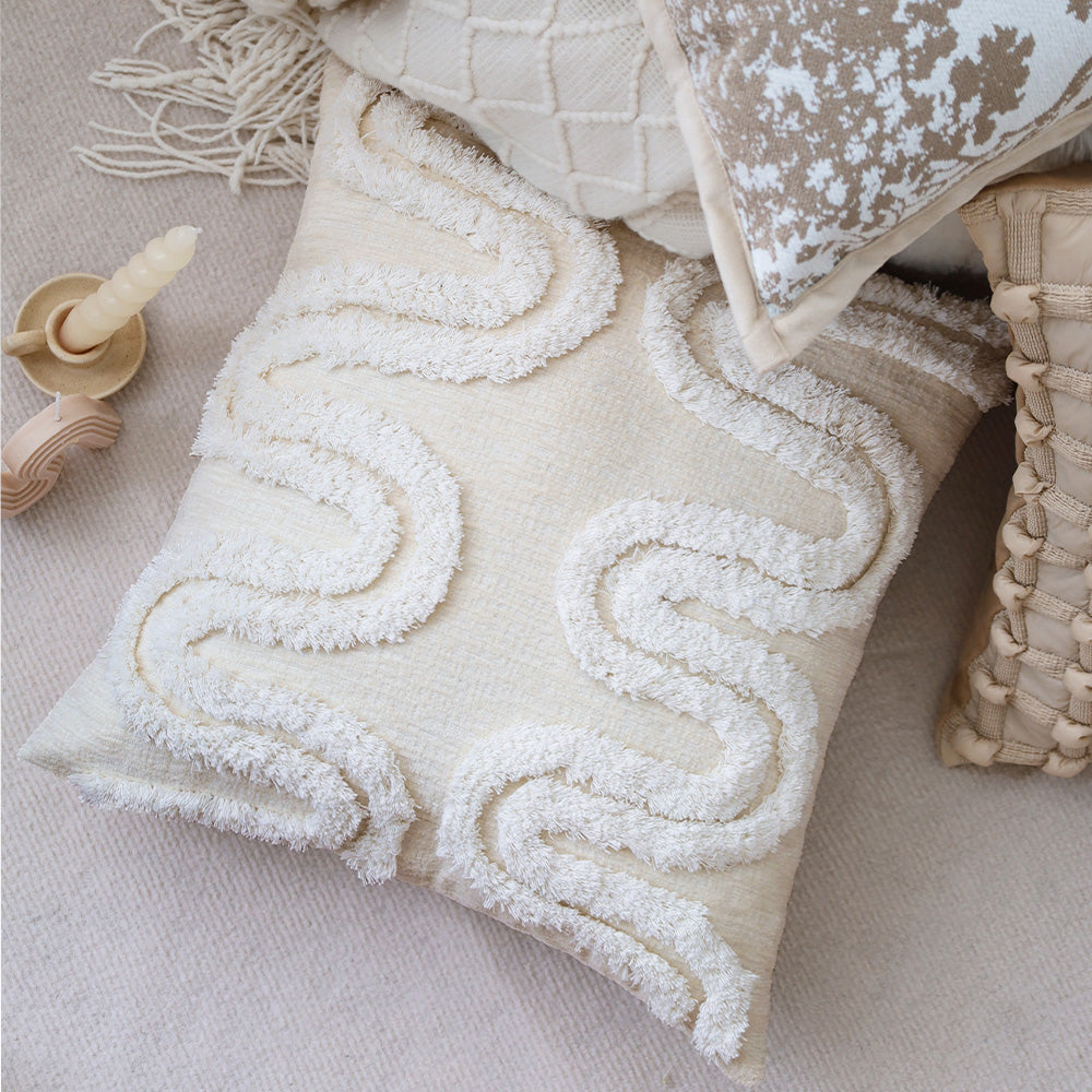 18"x 18" Square Throw Pillow Textured Chenille Boho  size of 20"x20" Insert as optional