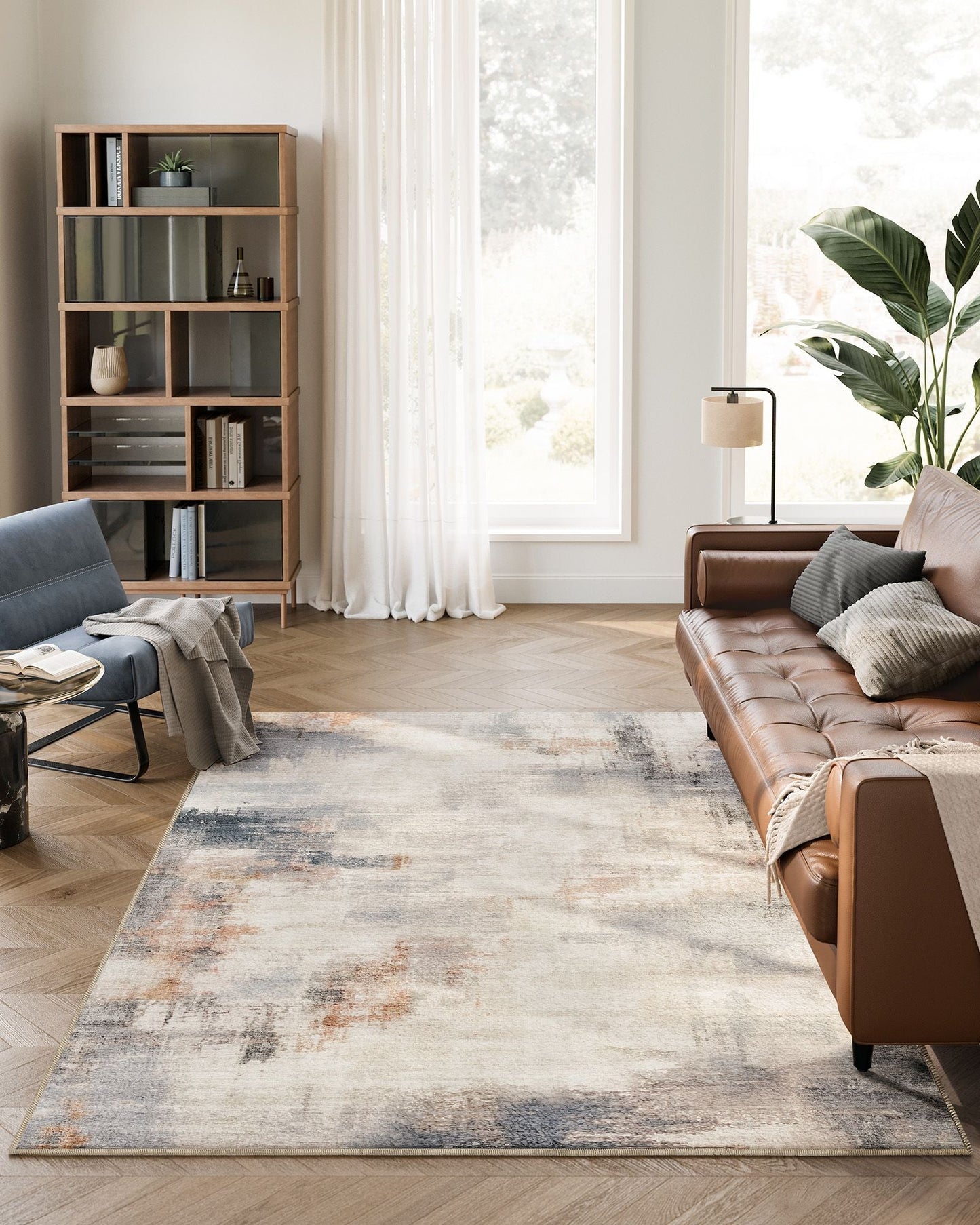 5x7 ftArea Rug, Modern Abstract Style
