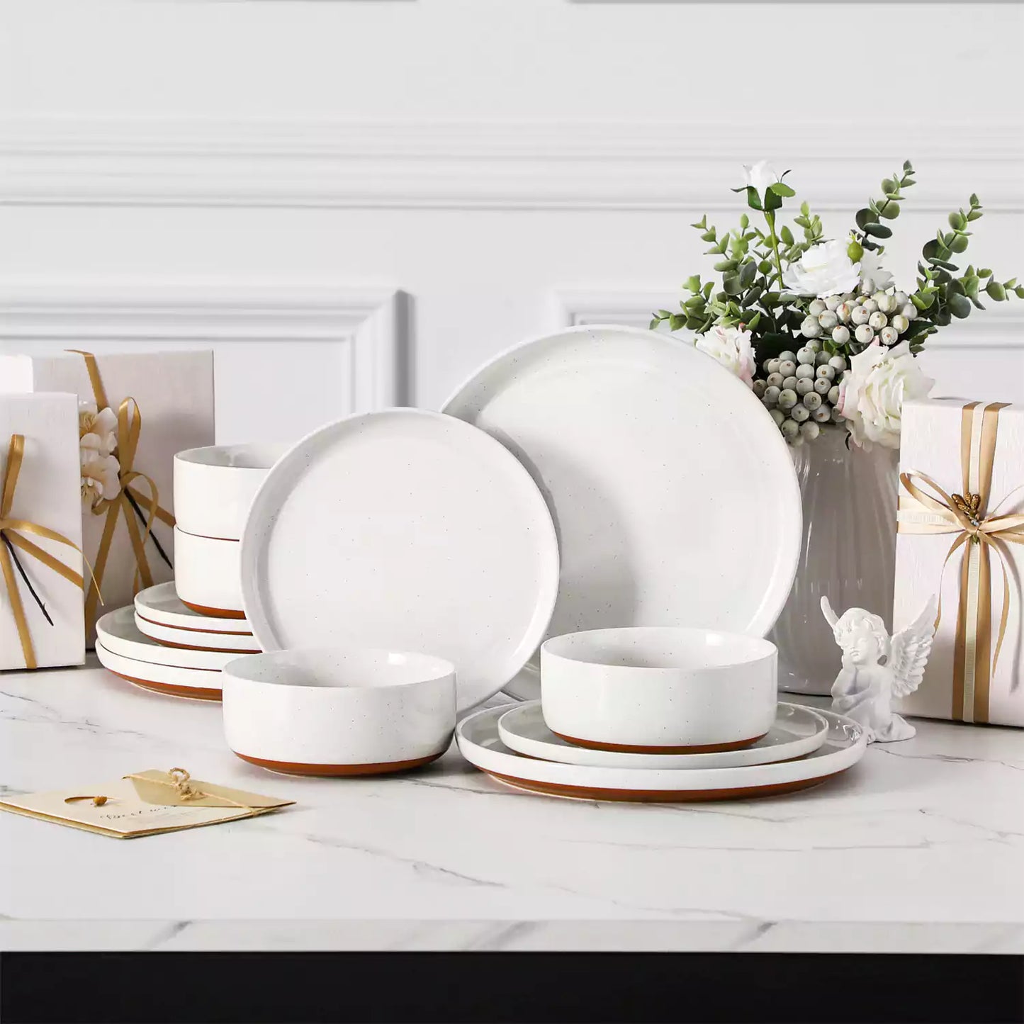 Tara Grey 12 Piece Dinnerware Set