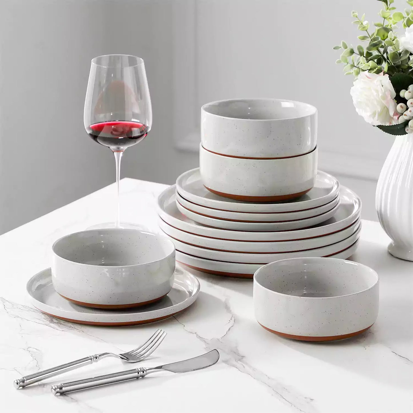 Tara Grey 12 Piece Dinnerware Set