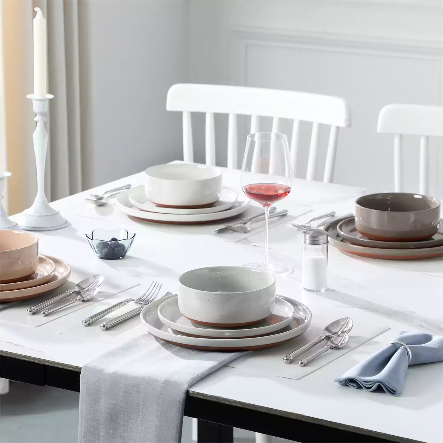 Tara Grey 12 Piece Dinnerware Set