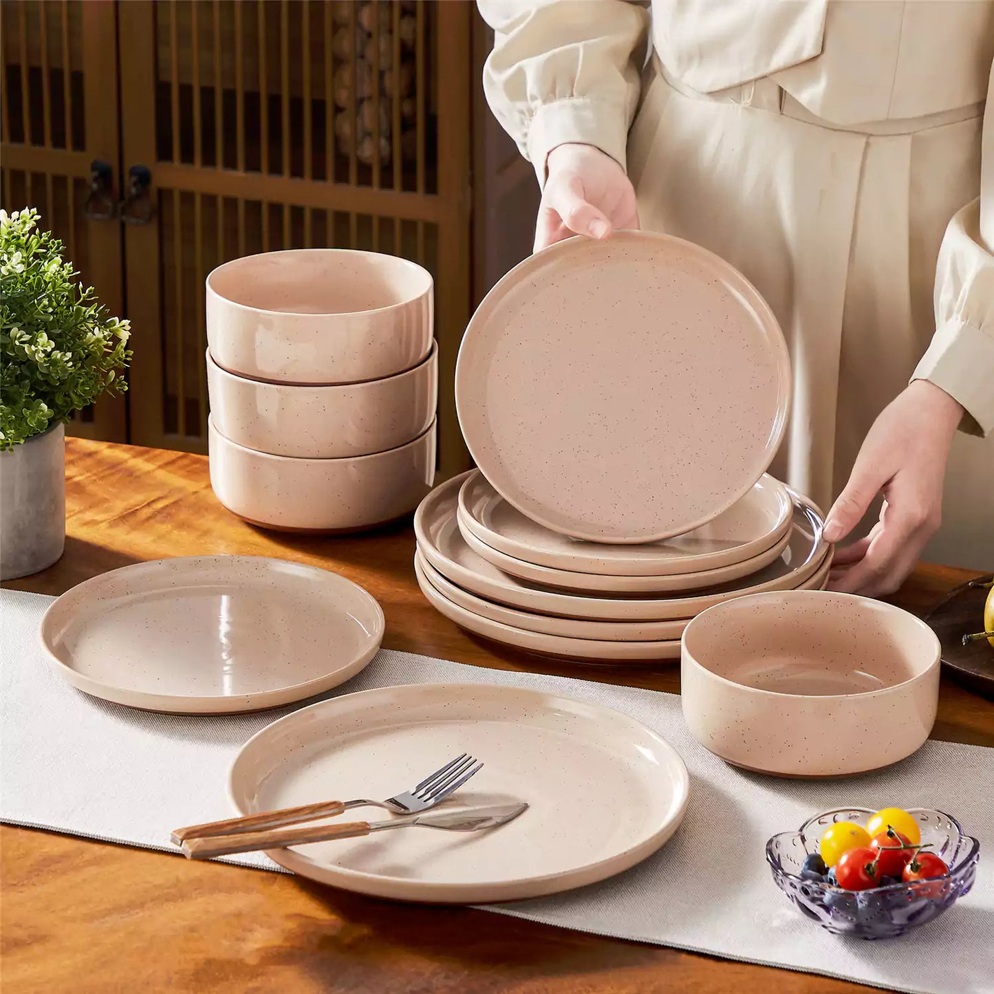 Tara Pink 24 Piece Dinnerware Set for 8