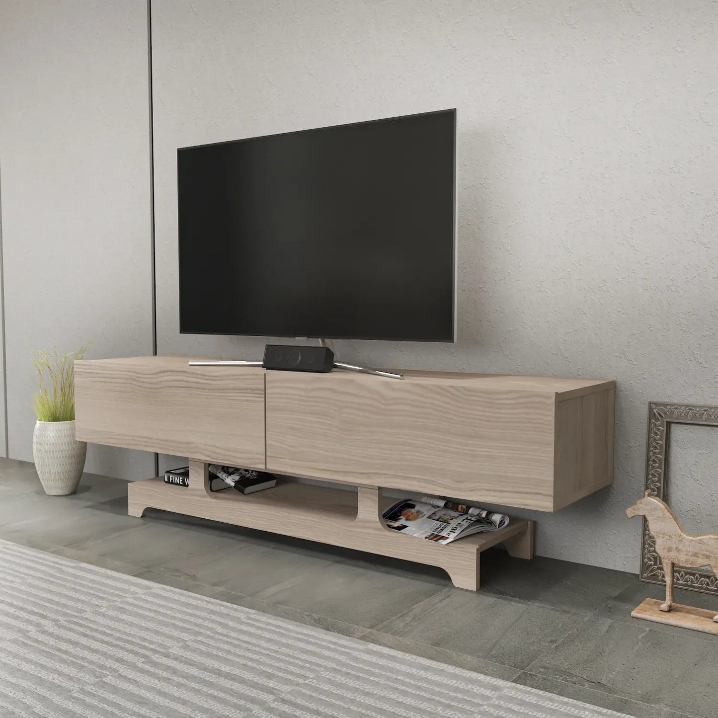 Tera 63" Wide TV Stand and Media Console for TVs up to 72"