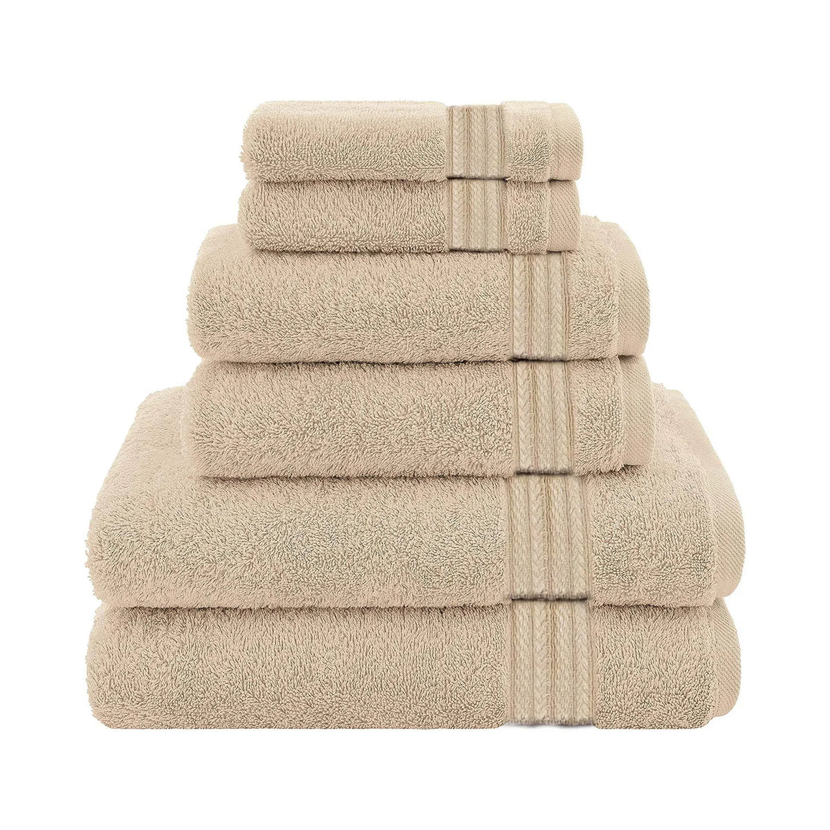 Textilia Set of 6 Bath Towel Set – Beige