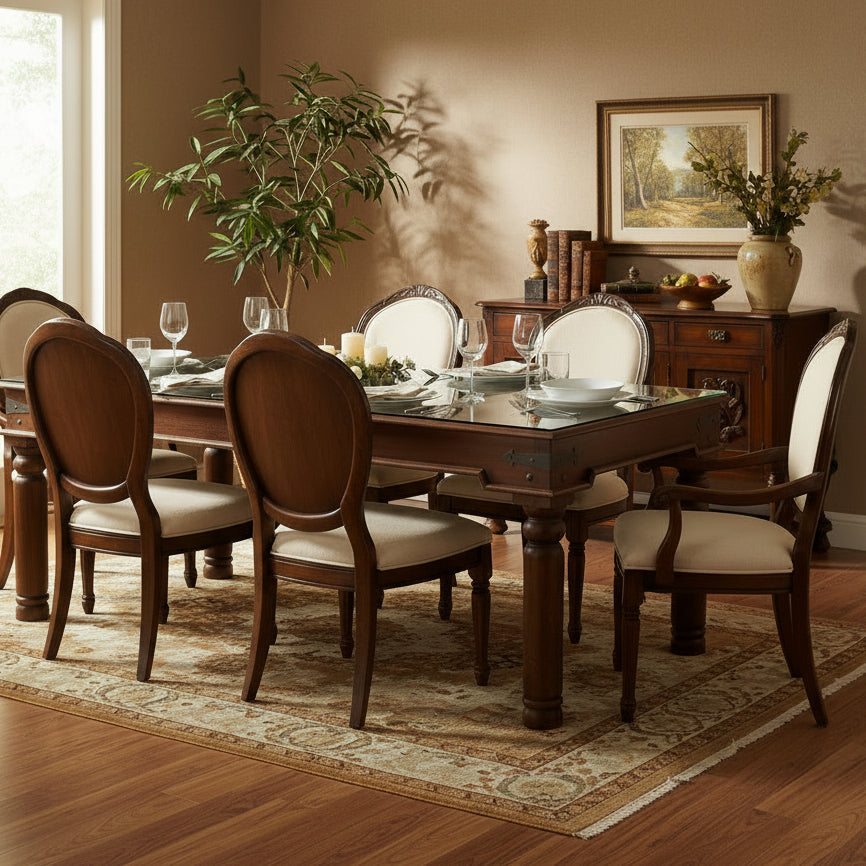 1900s Antique Door 6- Seater Solid Wood Dining Table