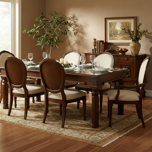 1900s Antique Door 6- Seater Solid Wood Dining Table