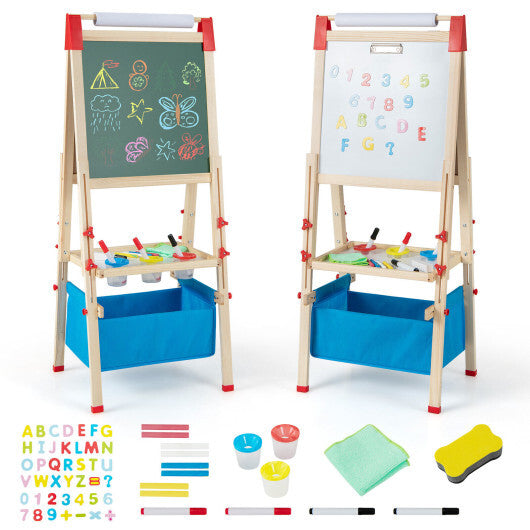 3-in-1 Double-Sided Adjustable Kid Easel for 3-8 Years Old Toddlers-Blue