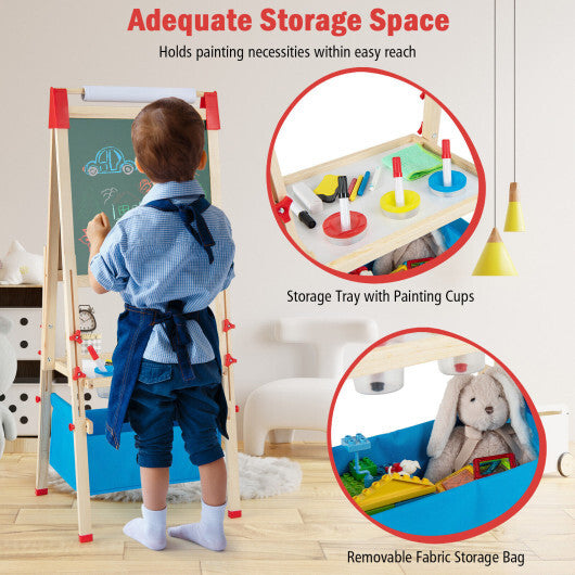 3-in-1 Double-Sided Adjustable Kid Easel for 3-8 Years Old Toddlers-Blue