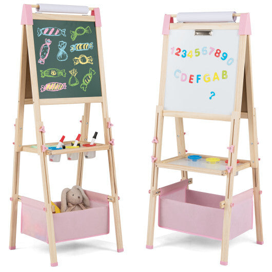 3-in-1 Double-Sided Adjustable Kid Easel for 3-8 Years Old Toddlers-Blue